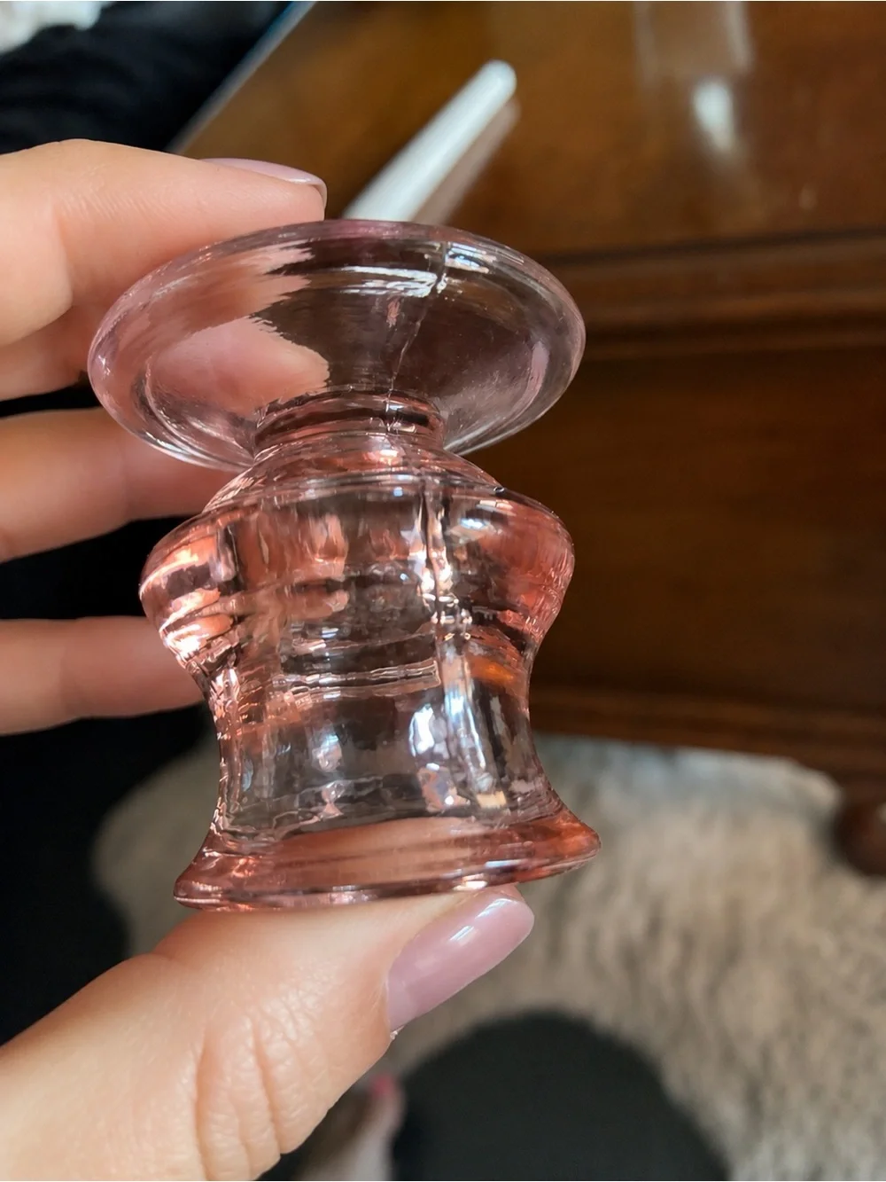 Vintage Pink Depression Glass Pedestal Dish Candleholder Bundle Cottage Coquette